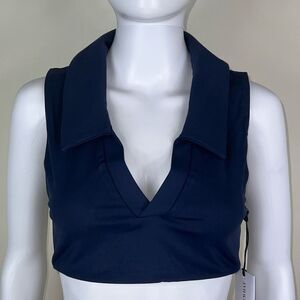 WeWoreWhat Solid Polo Bra in Set Blue
